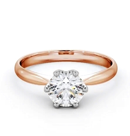 Round Diamond Dainty Band with 6 Prongs Ring 18K Rose and White Gold Solitaire ENRD151_RWG_THUMB1