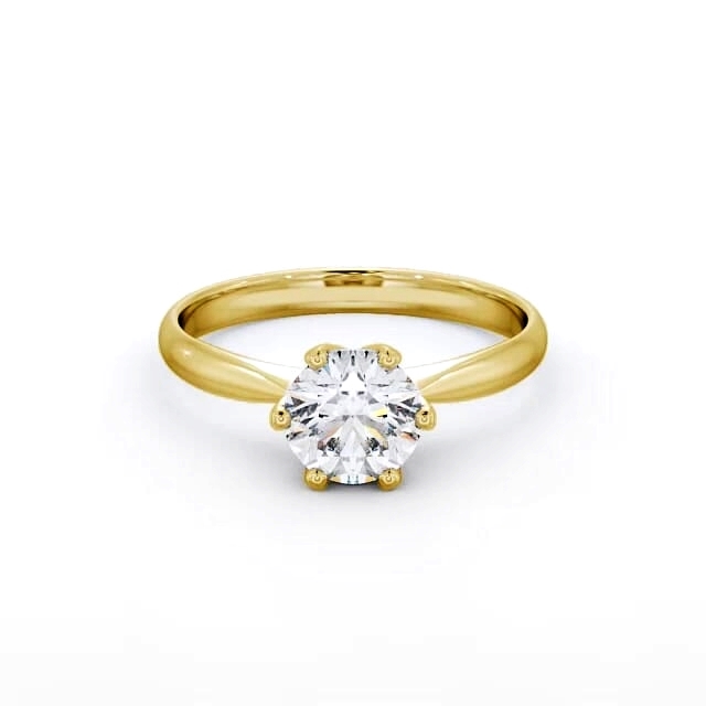 Round Diamond Engagement Ring 18K Yellow Gold Solitaire - Elana ENRD151_YG_HAND