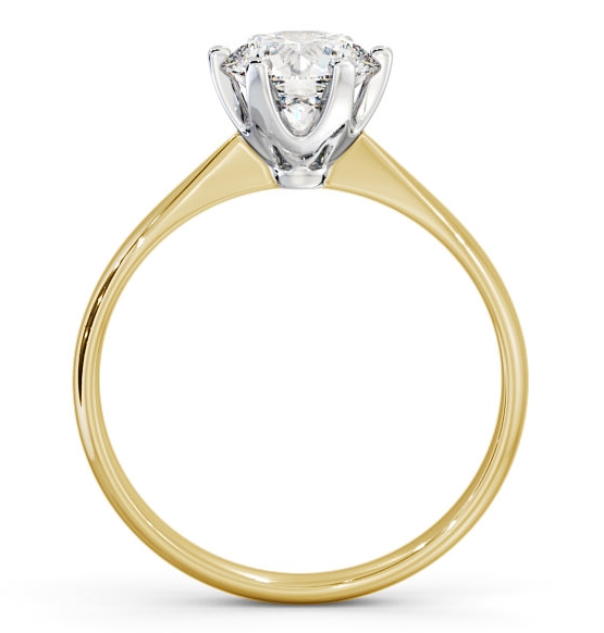 Round Diamond Dainty Band with 6 Prongs Ring 18K Yellow and White Gold Solitaire ENRD151_YWG_THUMB1 