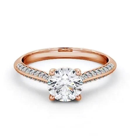 Round Diamond Knife Edge Band Engagement Ring 9K Rose Gold Solitaire ENRD152S_RG_THUMB1