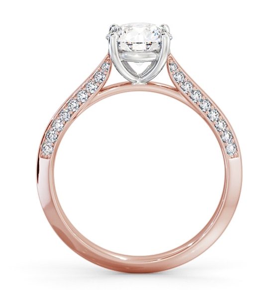 Round Diamond Knife Edge Band Ring 18K Rose and White Gold Solitaire ENRD152S_RWG_THUMB1 