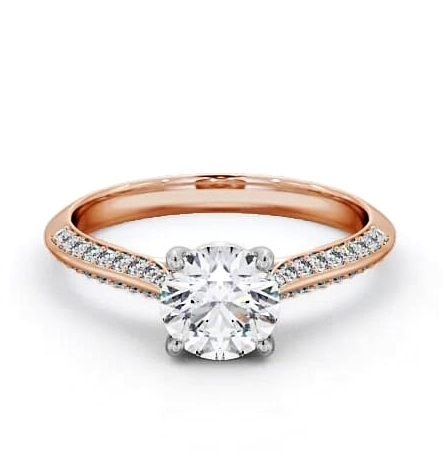 Round Diamond Knife Edge Band Ring 18K Rose and White Gold Solitaire ENRD152S_RWG_THUMB1