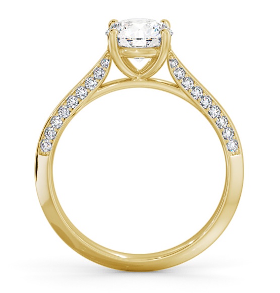 Round Diamond Knife Edge Band Ring 18K Yellow Gold Solitaire ENRD152S_YG_THUMB1 