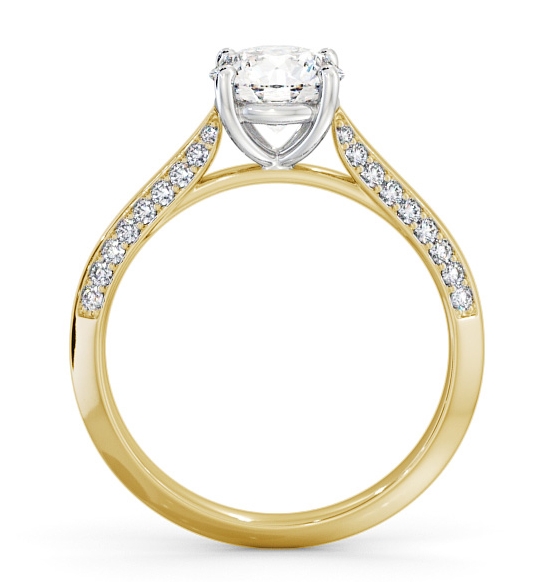 Round Diamond Knife Edge Band Ring 18K Yellow and White Gold Solitaire ENRD152S_YWG_THUMB1 