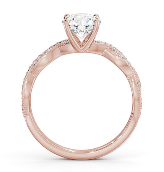 Round Diamond Crossover Band Engagement Ring 9K Rose Gold Solitaire ENRD153S_RG_THUMB1 