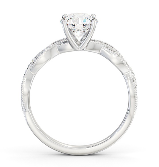 Round Diamond Crossover Band Engagement Ring 18K White Gold Solitaire ENRD153S_WG_THUMB1 