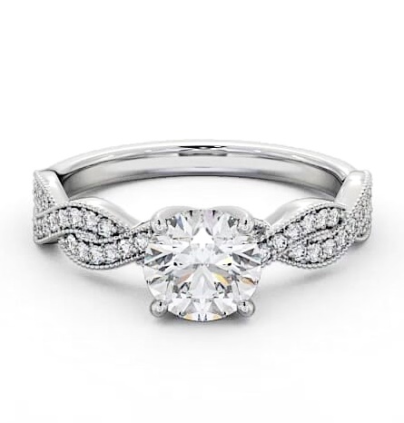 Round Diamond Crossover Band Engagement Ring Platinum Solitaire ENRD153S_WG_THUMB1