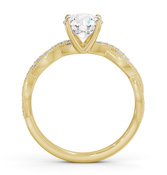 Round Diamond Crossover Band Engagement Ring 18K Yellow Gold Solitaire ENRD153S_YG_THUMB1 