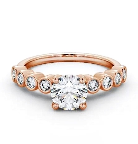 Round Diamond Engagement Ring 9K Rose Gold Solitaire with Bezel ENRD154S_RG_THUMB2 