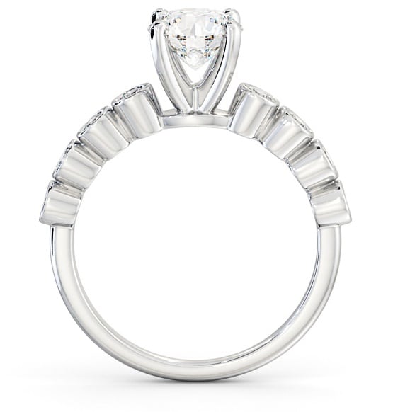Round Diamond Engagement Ring Platinum Solitaire with Bezel Set Side Stones ENRD154S_WG_THUMB1