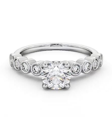 Round Diamond Engagement Ring Palladium Solitaire with Bezel ENRD154S_WG_THUMB1