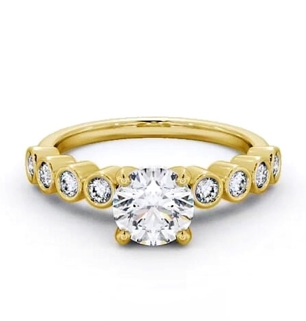 Round Diamond Engagement Ring 9K Yellow Gold Solitaire with Bezel ENRD154S_YG_THUMB1