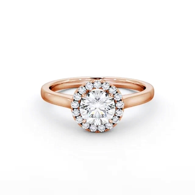 Halo Round Diamond Engagement Ring 18K Rose Gold - Jenelle ENRD155_RG_HAND