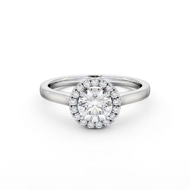 Halo Round Diamond Engagement Ring 18K White Gold - Jenelle ENRD155_WG_HAND