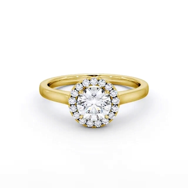 Halo Round Diamond Engagement Ring 18K Yellow Gold - Jenelle ENRD155_YG_HAND