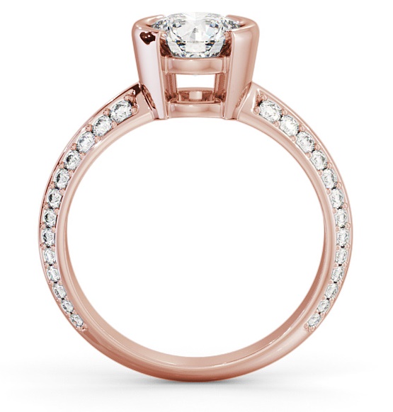 Round Diamond Knife Edge Band Engagement Ring 18K Rose Gold Solitaire ENRD155S_RG_THUMB1 