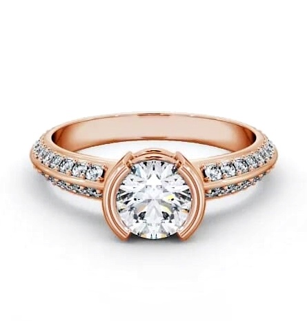 Round Diamond Knife Edge Band Engagement Ring 18K Rose Gold Solitaire ENRD155S_RG_THUMB1