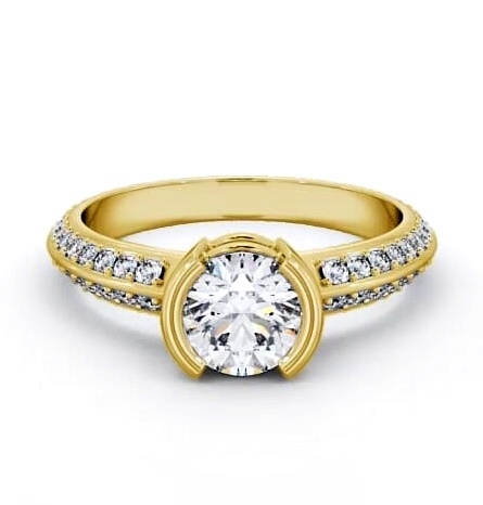 Round Diamond Knife Edge Band Ring 18K Yellow Gold Solitaire ENRD155S_YG_THUMB2 