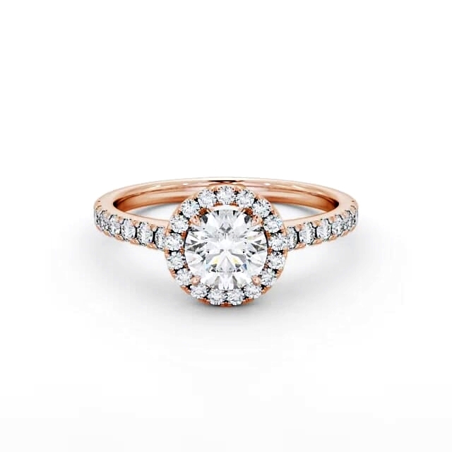 Halo Round Diamond Engagement Ring 9K Rose Gold - Adalie ENRD156_RG_HAND