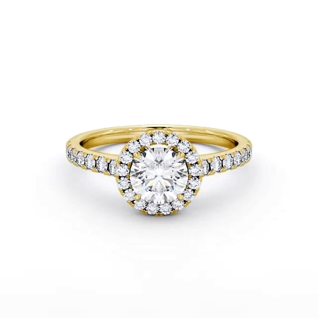 Halo Round Diamond Engagement Ring 9K Yellow Gold - Adalie ENRD156_YG_HAND
