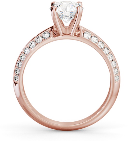 Round Diamond Knife Edge Band Engagement Ring 18K Rose Gold Solitaire with Channel Set Side Stones ENRD156S_RG_THUMB1