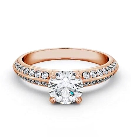 Round Diamond Knife Edge Band Engagement Ring 9K Rose Gold Solitaire ENRD156S_RG_THUMB1