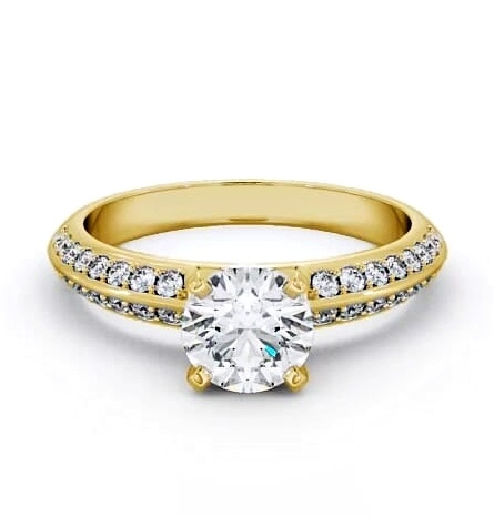 Round Diamond Knife Edge Band Engagement Ring 9K Yellow Gold Solitaire ENRD156S_YG_THUMB1