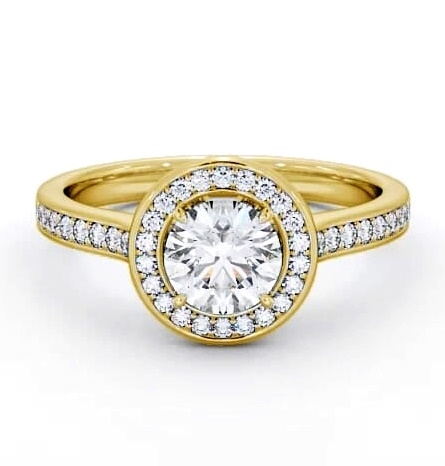 Halo Round Diamond Traditional Engagement Ring 9K Yellow Gold ENRD157_YG_THUMB1