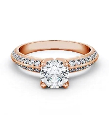 Round Diamond Knife Edge Band Engagement Ring 9K Rose Gold Solitaire ENRD157S_RG_THUMB1
