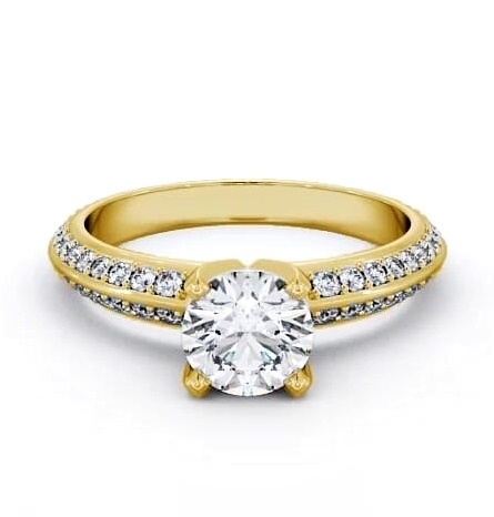 Round Diamond Knife Edge Band Ring 18K Yellow Gold Solitaire ENRD157S_YG_THUMB1
