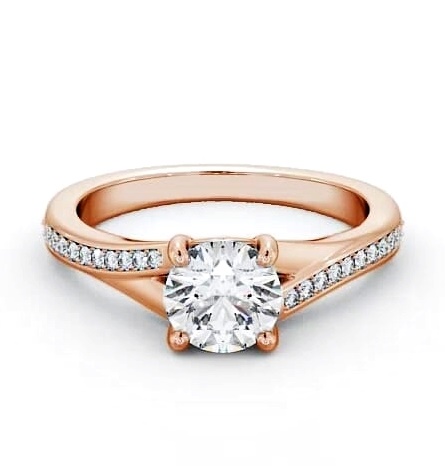 Round Ring 9K Rose Gold Solitaire with Offset Channel Of Side Stones ENRD158S_RG_THUMB1