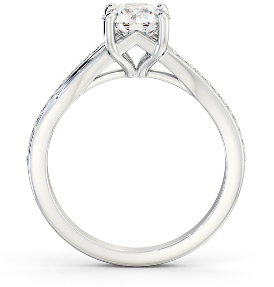 Round Diamond Engagement Ring Palladium Solitaire with An Offset Channel Of Side Stones ENRD158S_WG_THUMB1