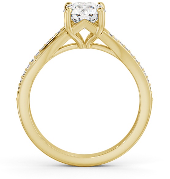 Round Diamond Engagement Ring 9K Yellow Gold Solitaire with An Offset Channel Of Side Stones ENRD158S_YG_THUMB1