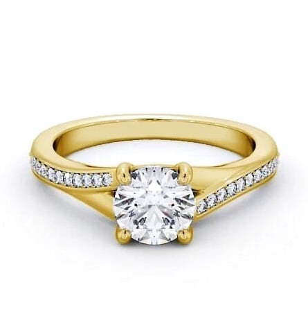 Round Ring 18K Yellow Gold Solitaire with An Offset Channel ENRD158S_YG_THUMB1