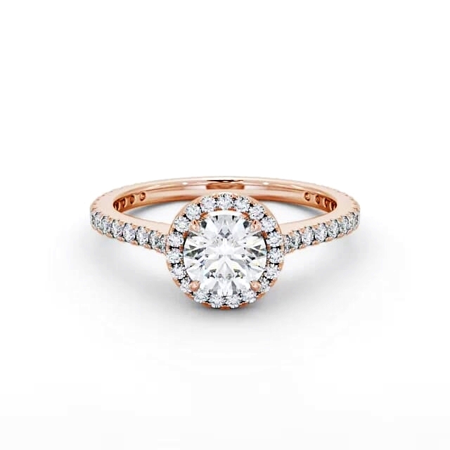 Halo Round Diamond Engagement Ring 18K Rose Gold - Ellia ENRD159_RG_HAND