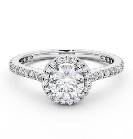 Halo Round Diamond Engagement Ring with Diamond Set Supports Palladium ENRD159_WG_THUMB1