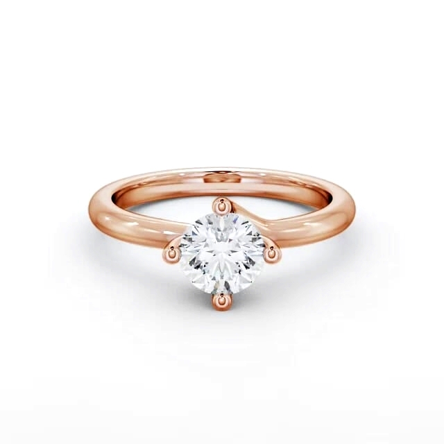 Round Diamond Engagement Ring 18K Rose Gold Solitaire - Ianna ENRD15_RG_HAND
