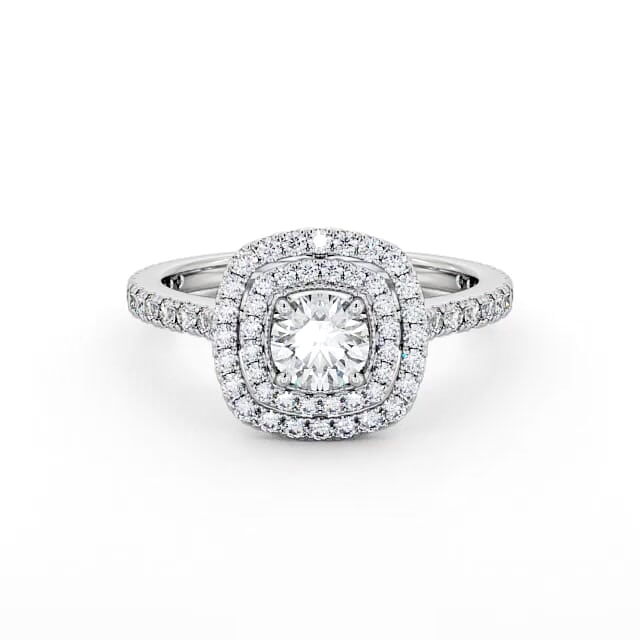 Halo Round Diamond Engagement Ring 18K White Gold - Addie ENRD160_WG_HAND
