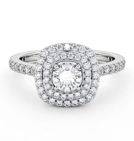 Double Halo Round Diamond Engagement Ring 9K White Gold ENRD160_WG_THUMB1