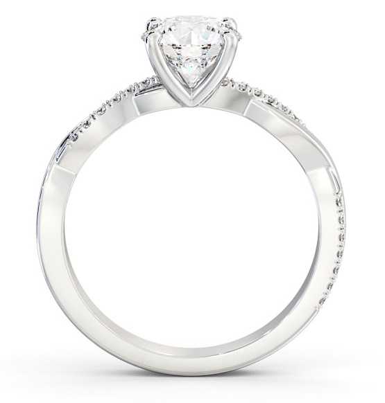 Round Diamond Crossover Band Engagement Ring 18K White Gold Solitaire ENRD160S_WG_THUMB1 