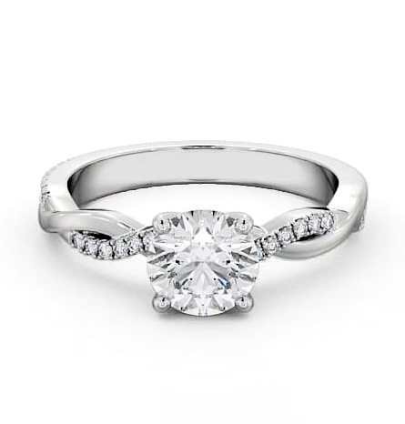 Round Diamond Crossover Band Engagement Ring 18K White Gold Solitaire ENRD160S_WG_THUMB2 