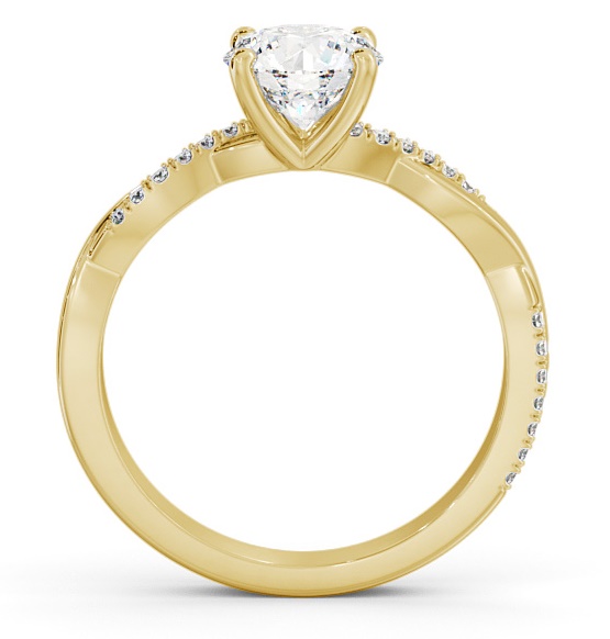 Round Diamond Crossover Band Engagement Ring 18K Yellow Gold Solitaire ENRD160S_YG_THUMB1 