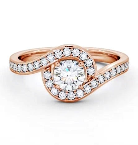 Halo Round Diamond Swirling Design Engagement Ring 9K Rose Gold ENRD161_RG_THUMB1
