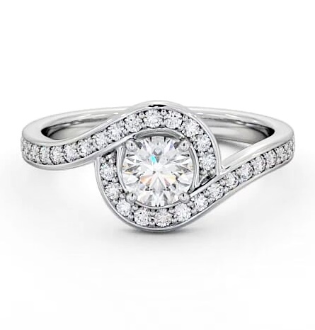 Halo Round Diamond Swirling Design Engagement Ring Platinum ENRD161_WG_THUMB1