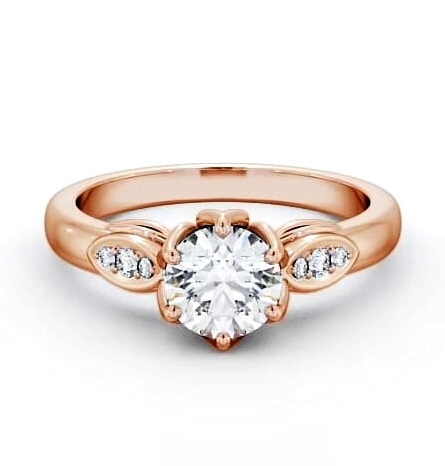 Round Diamond Leaf Design Engagement Ring 18K Rose Gold Solitaire ENRD161S_RG_THUMB1