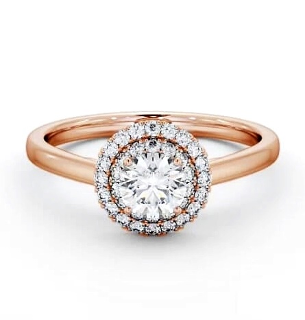 Double Halo Round Diamond Engagement Ring 9K Rose Gold ENRD162_RG_THUMB1