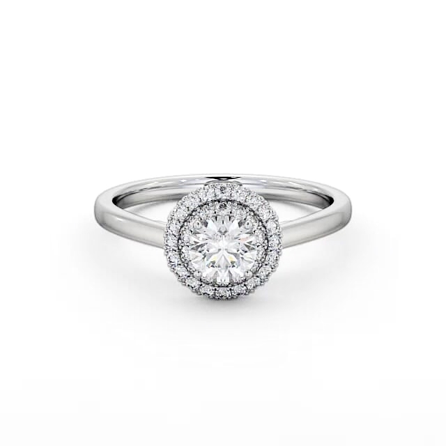 Halo Round Diamond Engagement Ring 18K White Gold - Miral ENRD162_WG_HAND