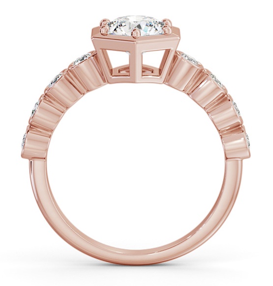 Round Diamond Hexagon Design Ring 9K Rose Gold Solitaire with Bezel ENRD162S_RG_THUMB1 