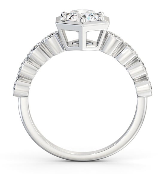 Round Diamond Hexagon Design Engagement Ring Platinum Solitaire with Bezel Set Side Stones ENRD162S_WG_THUMB1