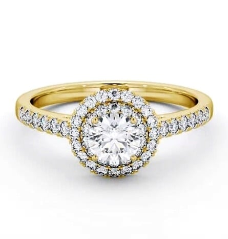Double Halo Round Diamond Engagement Ring 18K Yellow Gold ENRD163_YG_THUMB2 